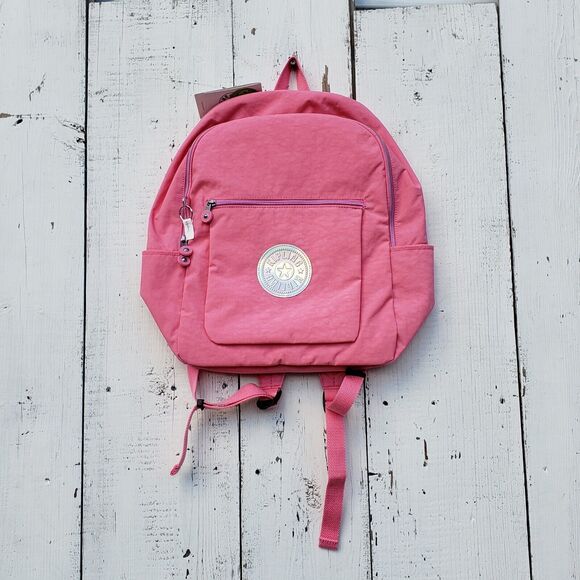 $119 Kipling Chuwy Backpack Carry-On Cool Pink Gray Hologram Laptop Bag NWT